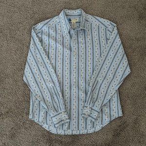 Men's Blue Striped Casual Button Down Shirt